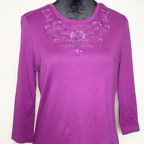 Indian Dress Studio Work Tonal Floral Embroidered 3/4 Sleeve Top Tunic Kurti Top - Picture 1 of 3